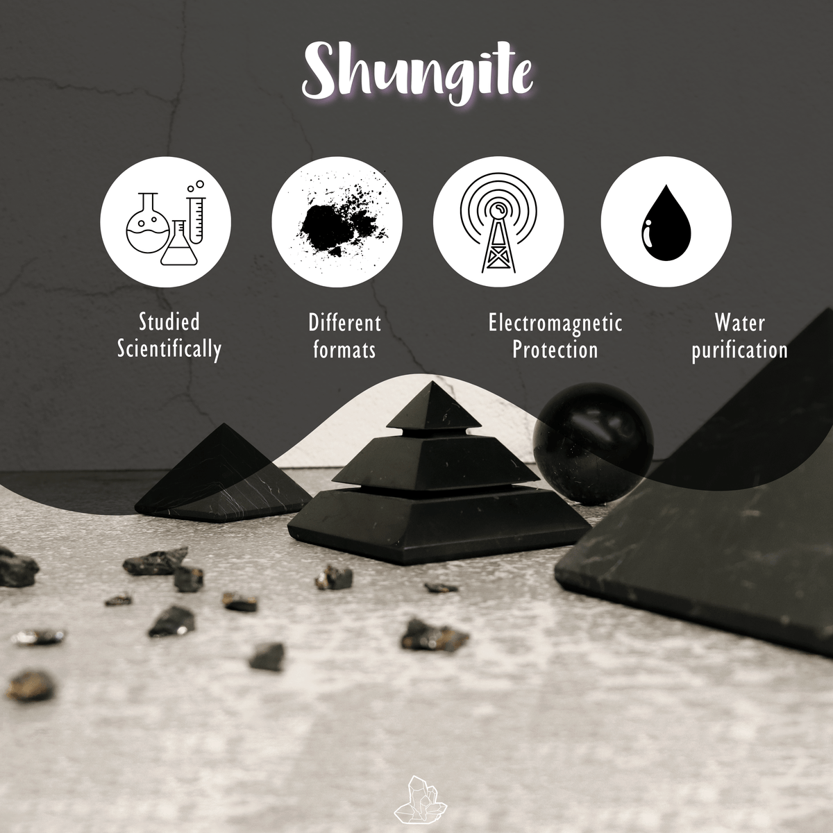 Shungit Pyramid Mate 3 x 3 cm