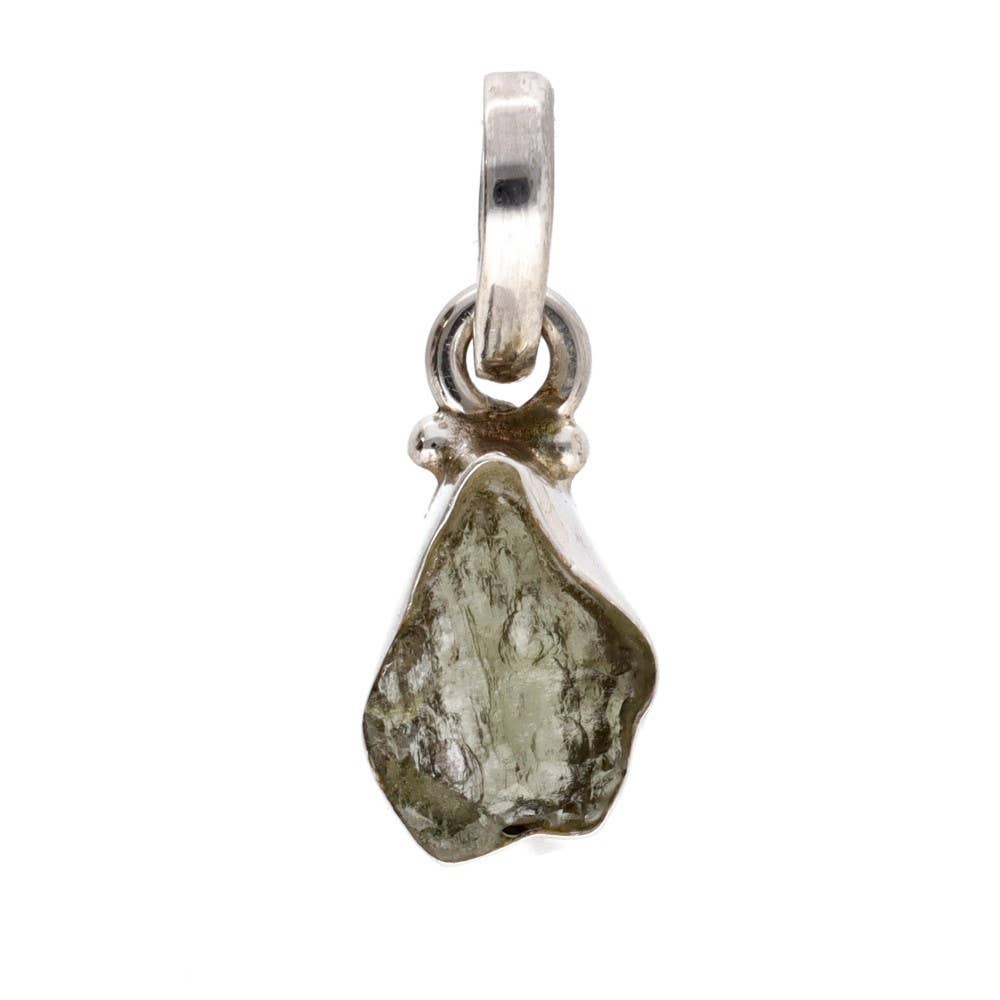 Ciondolo Bisel di Moldavite in Argento Sterling 925 (1 - 1,9gr)