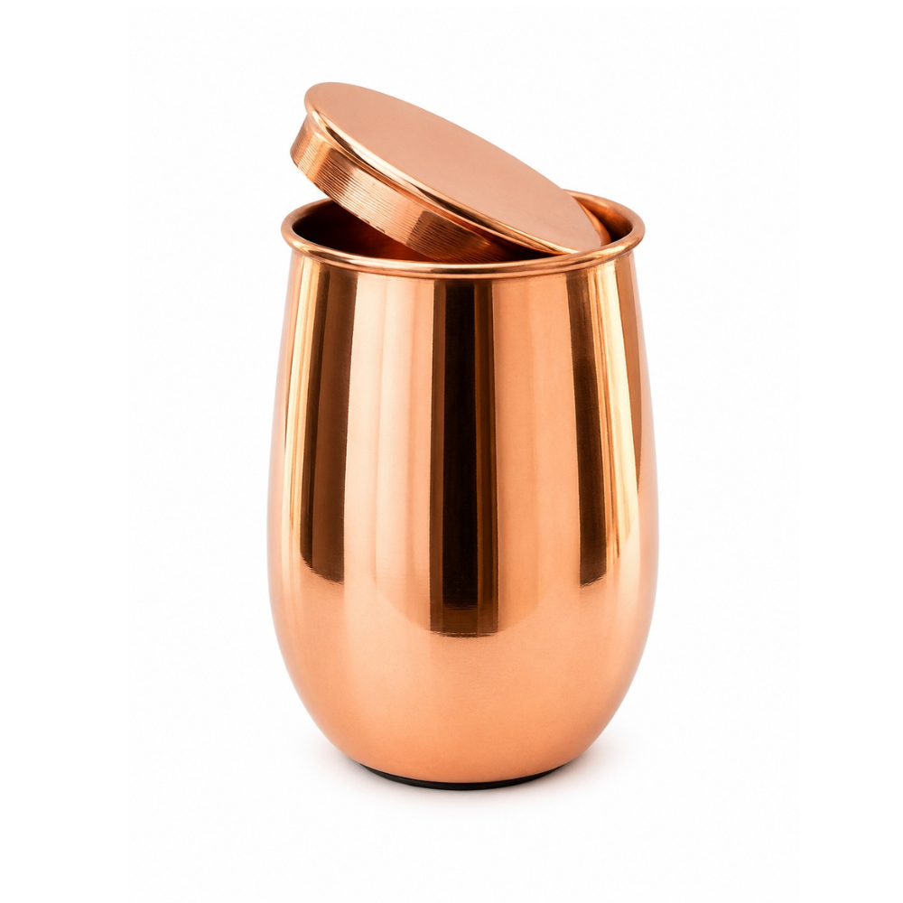 Bicchiere in puro rame con coperchio lucidato – 470 ml/150 g