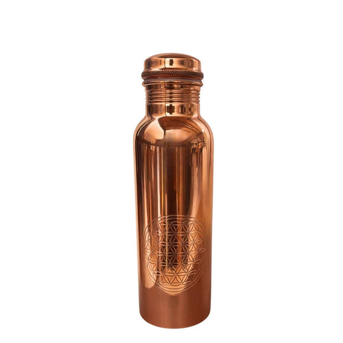 Borraccia in puro rame lucidato Flower of Life 850 ml