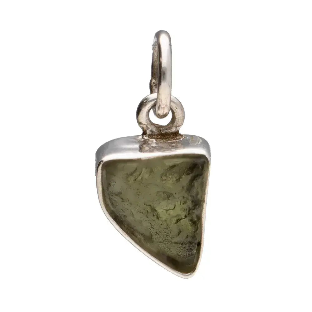 Ciondolo Bisel di Moldavite in Argento Sterling 925 (1 - 1,9gr)