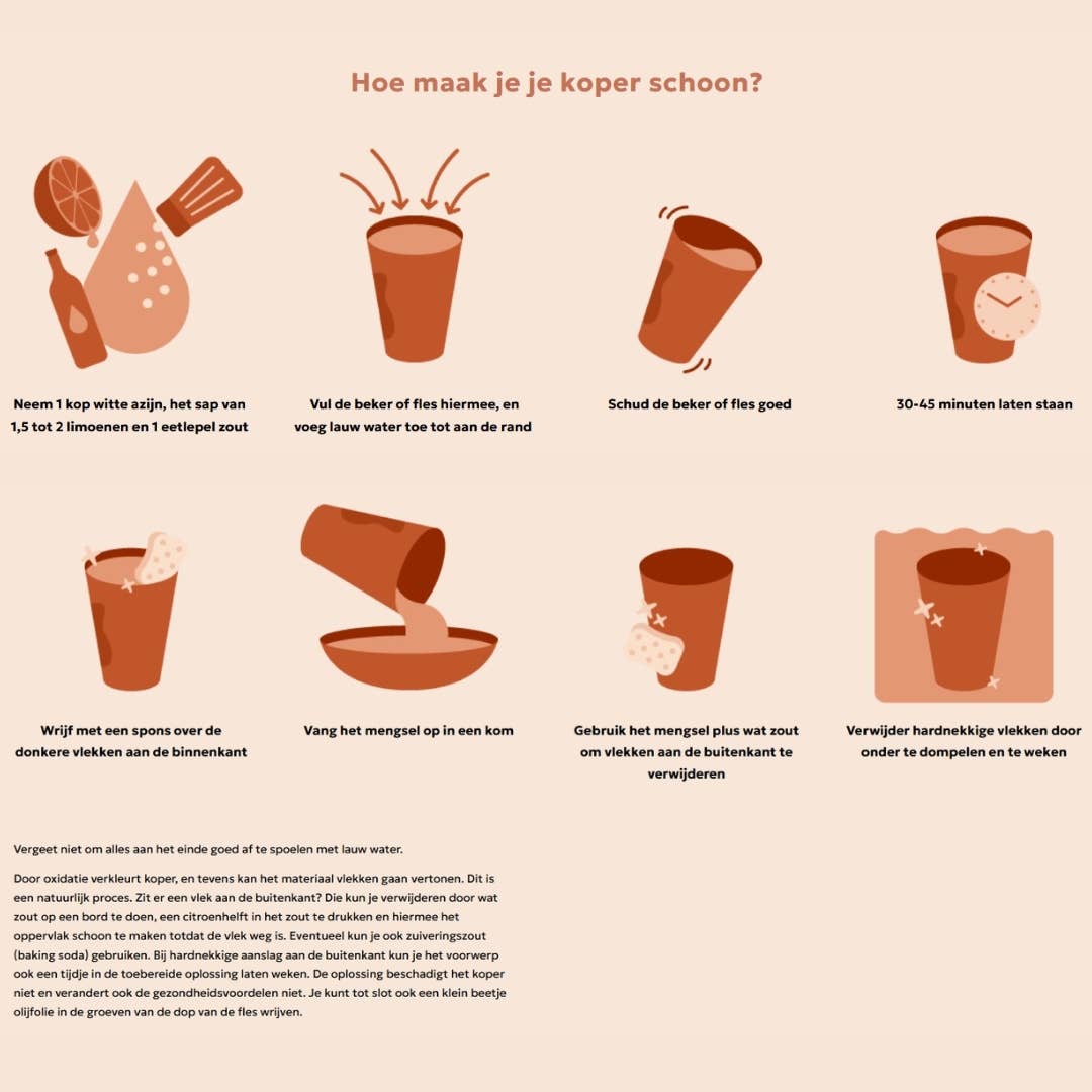 Bicchiere in puro rame con motivo floreale – 300 ml/120 g (pesante